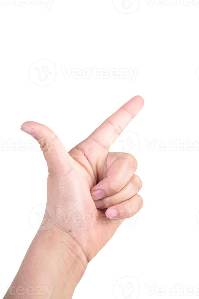 one hand on isolated background clipping path .Hands are counting numbers photo