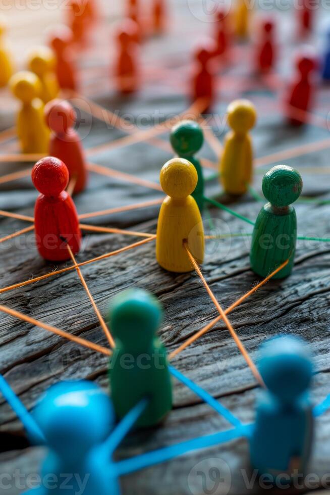 AI generated the social network community team. The concept of connections between people photo