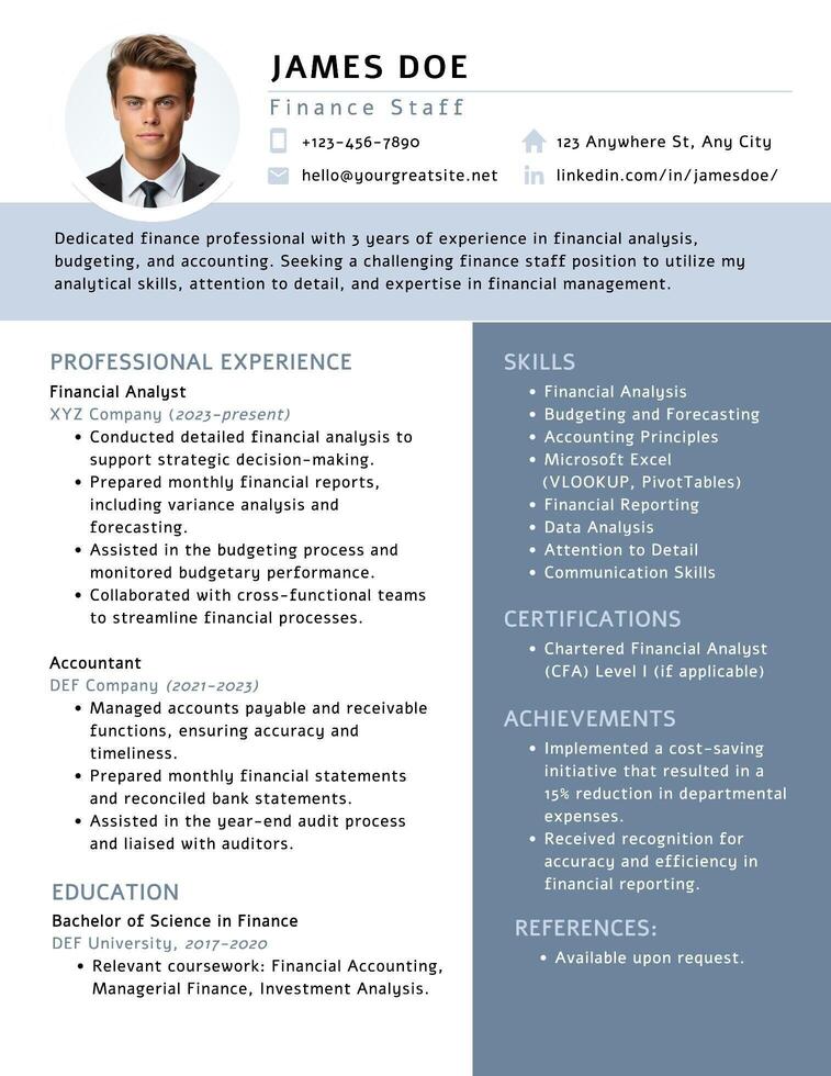 ATS Friendly Business Finance Resume template