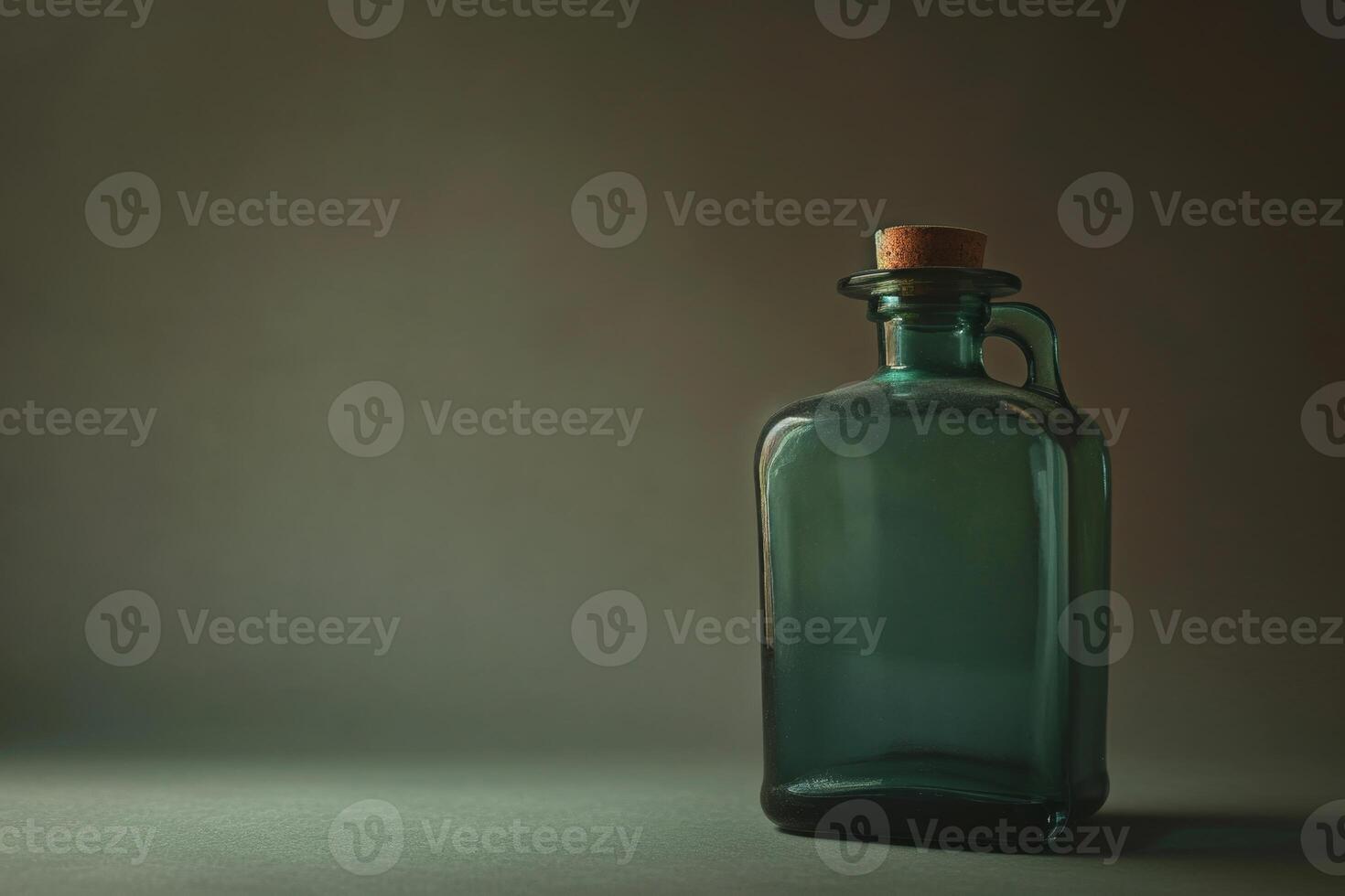 AI generated An empty glass bottle is on the table photo