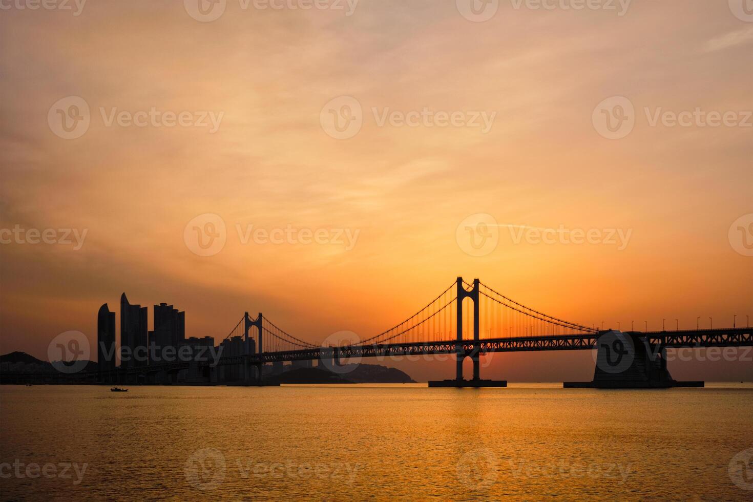 Gwangan Bridge on sunrise. Busan, South Korea photo