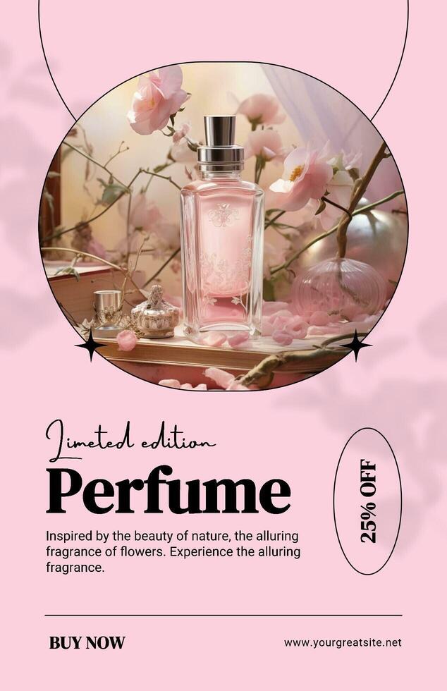 pink minimalist perfume promo poster template