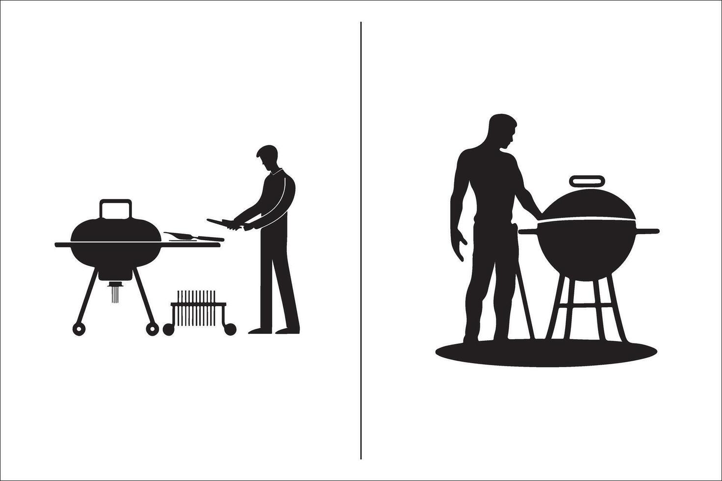 barbacoa y parrilla relacionado silueta vector