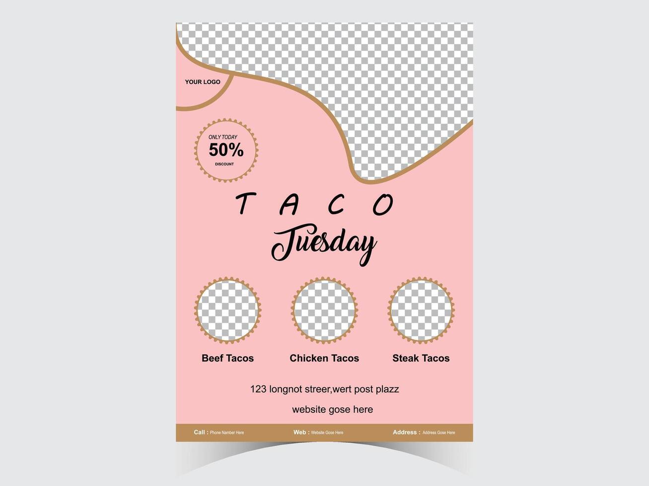 Tacos hot spicy Spanish restaurant menu or fast food restaurant food menu or modern food flyer vector template with a creative layout which can be used for sell offers or food promotion.