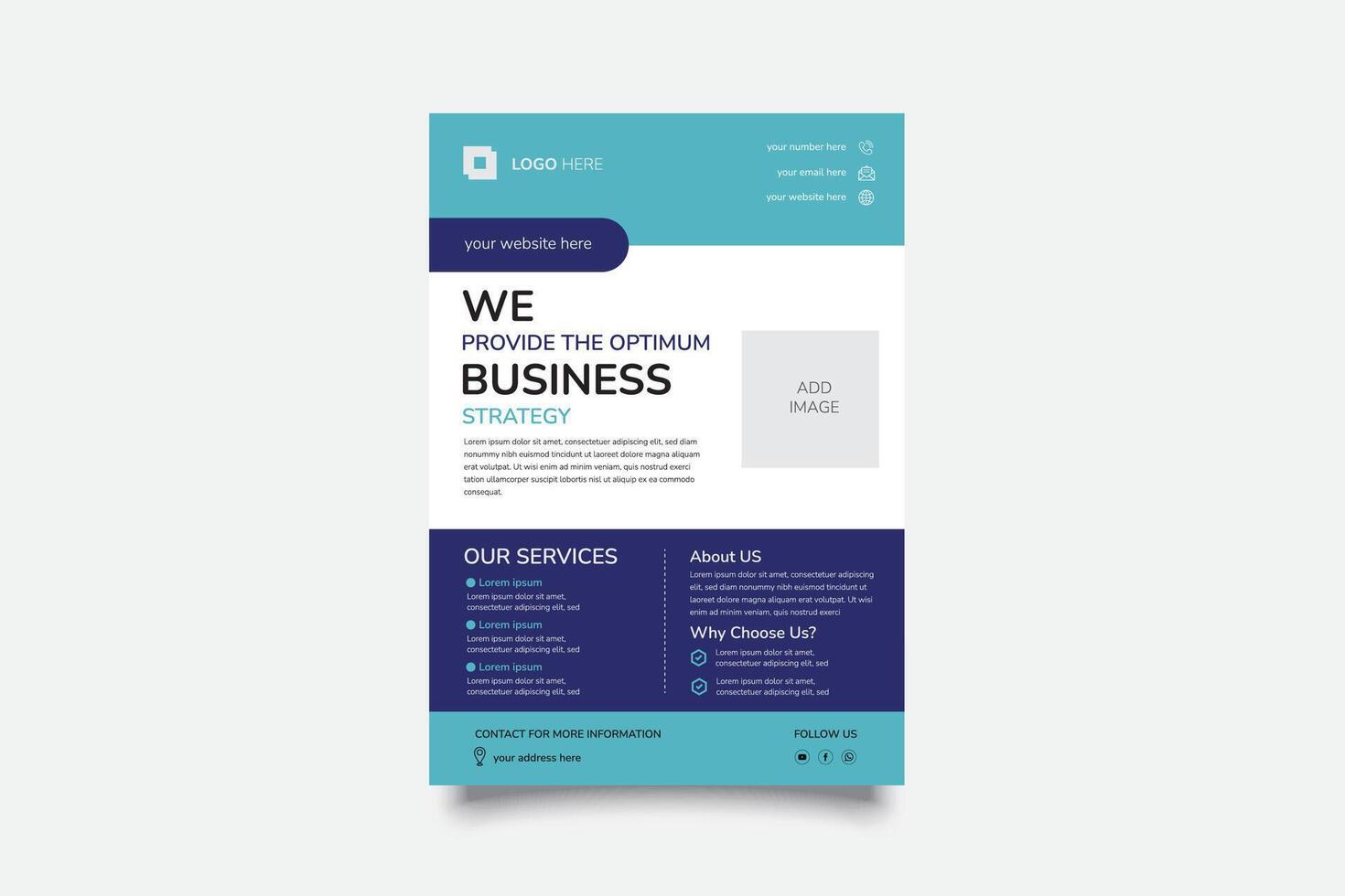 Modern blue corporate flyer with abstract design Free Vector