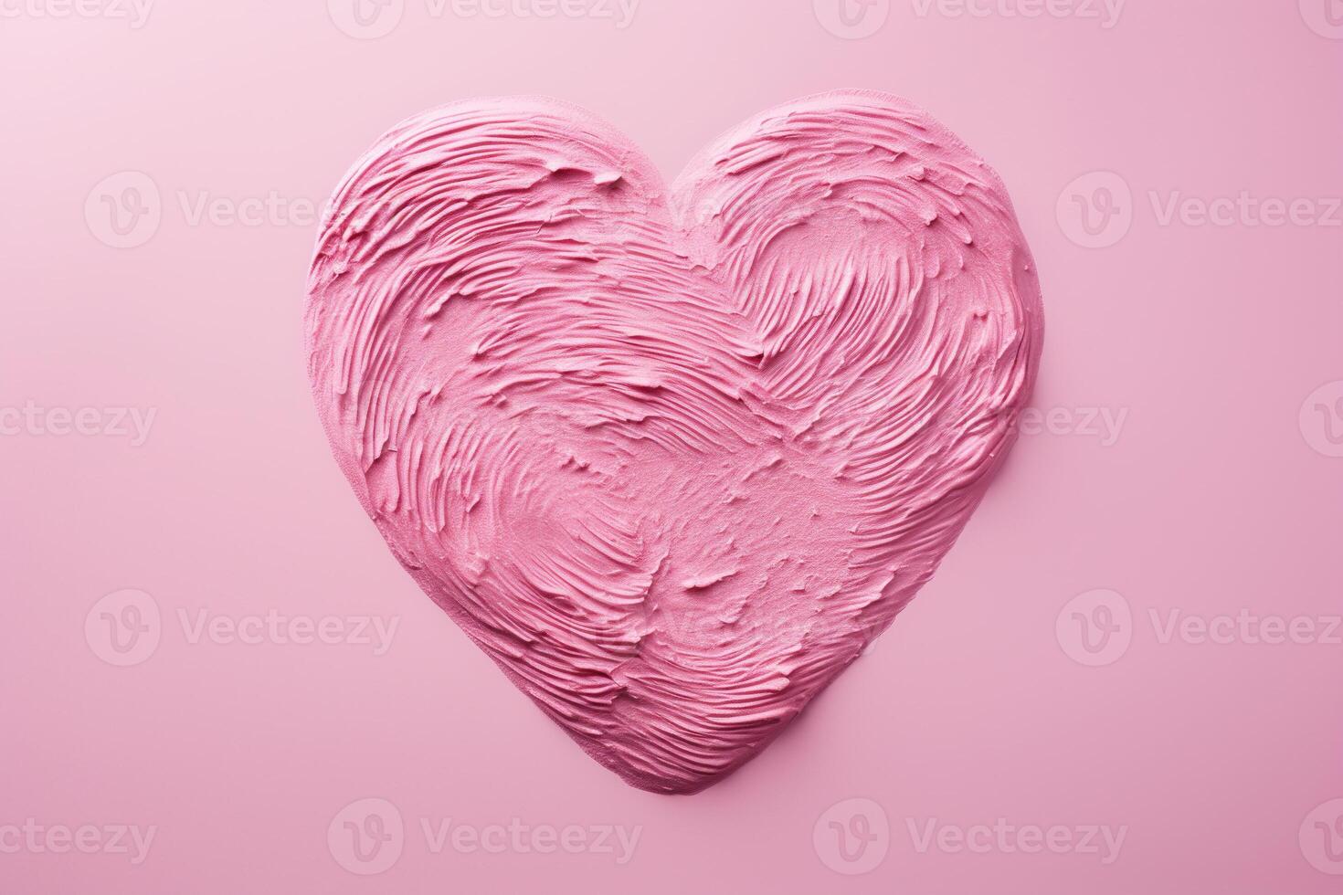 AI generated Pink heart with paints texture on a pink background. Generated by artificial intelligence photo