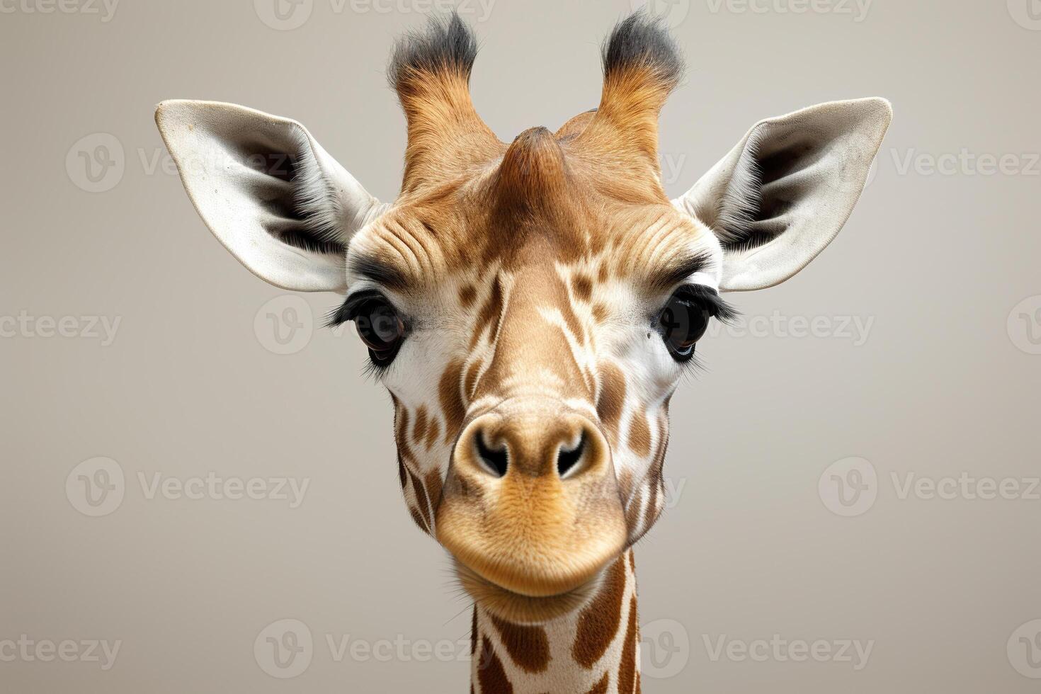 AI generated Portrait of an adult giraffe on a white background. Generated by artificial intelligence photo