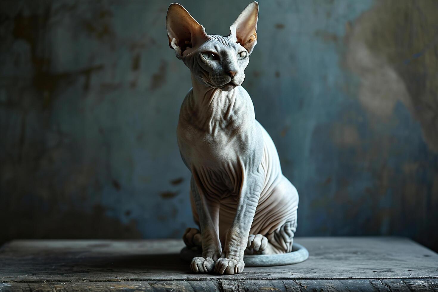 AI generated Portrait of a Sphynx cat in grunge style. Generated by artificial intelligence photo