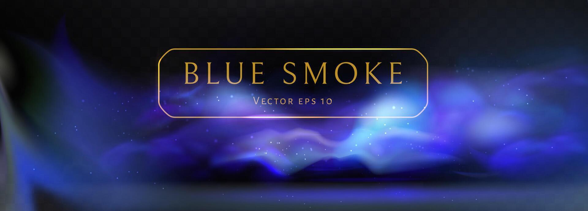 Blue smoke banner. Glowing background with blue smoke. Vector illustration. Eps 10