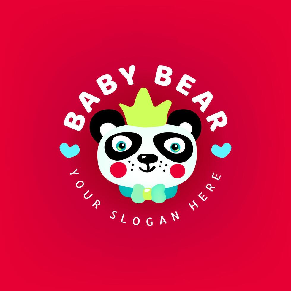 Baby bear.  Logotype. Cute cartoon panda bear with a crown .Vector eps 10 vector