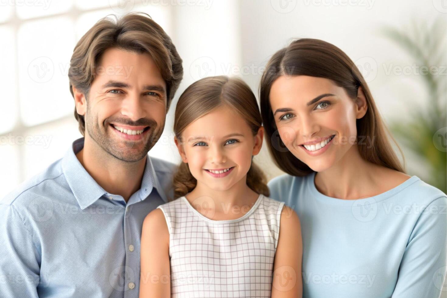 AI generated happy family mother father and child daughter photo