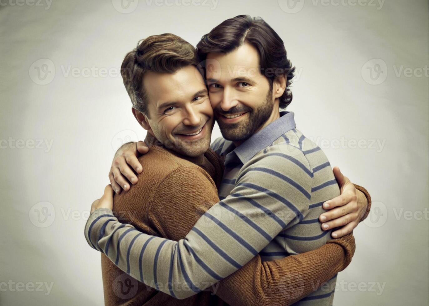 AI generated happy gay Couple hugging, love photo