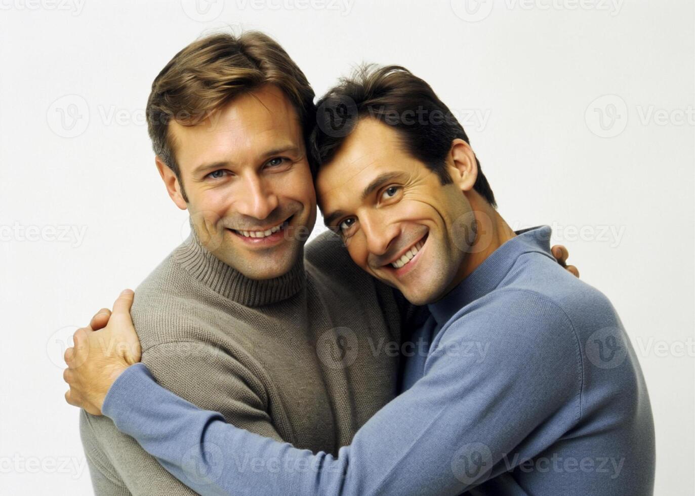 AI generated happy gay Couple hugging, love photo