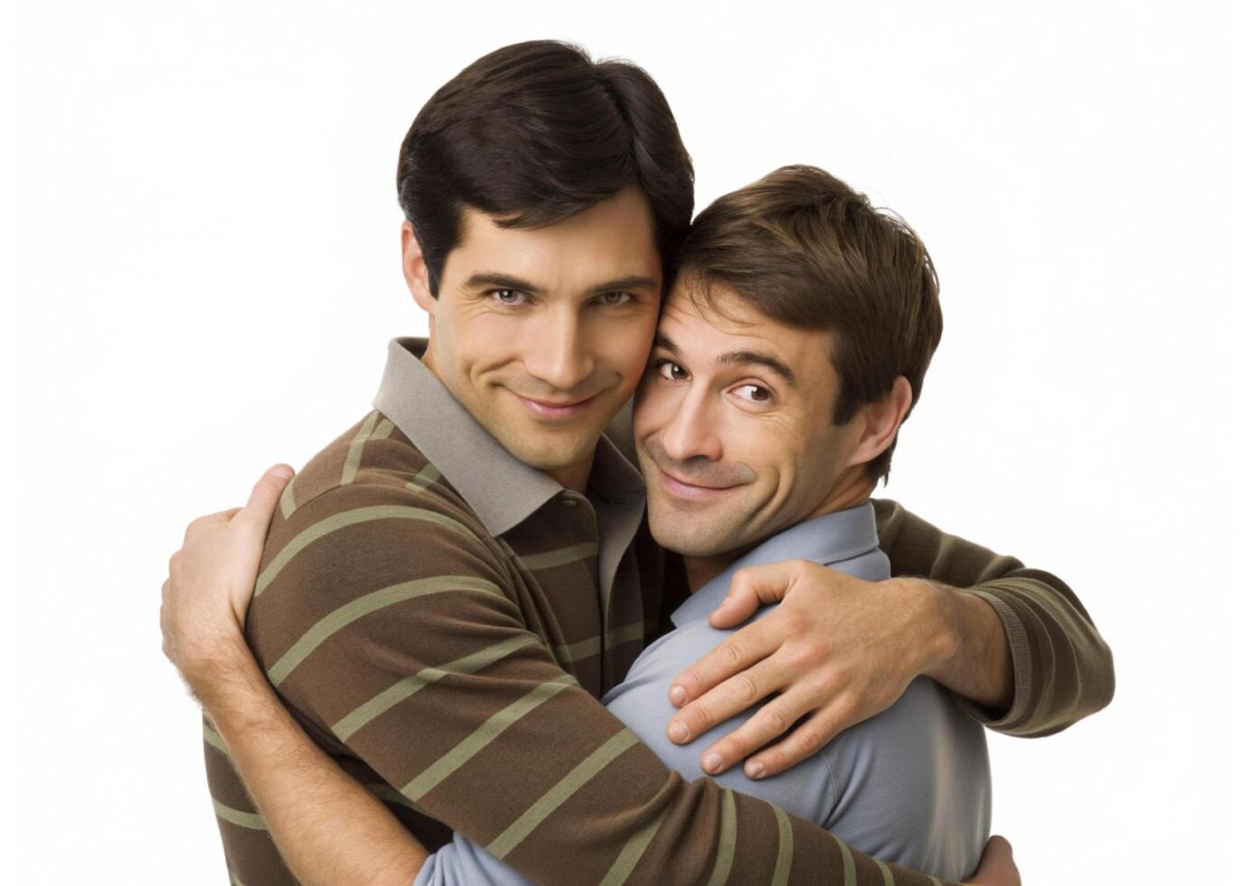 AI generated young couple gay hugging photo