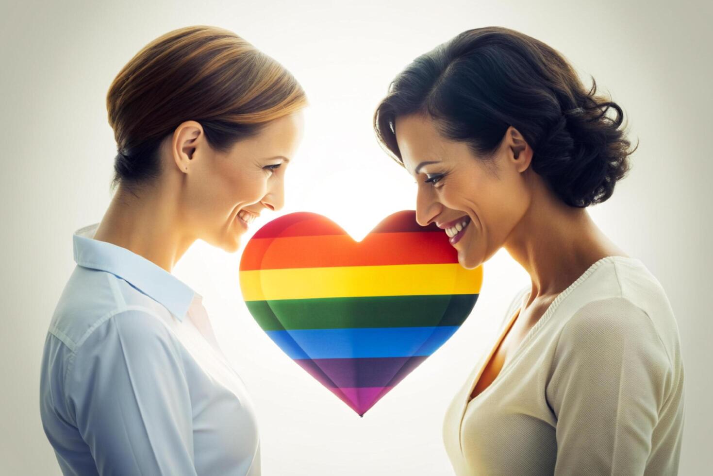 AI generated happy Lesbian couple love Rainbow love photo