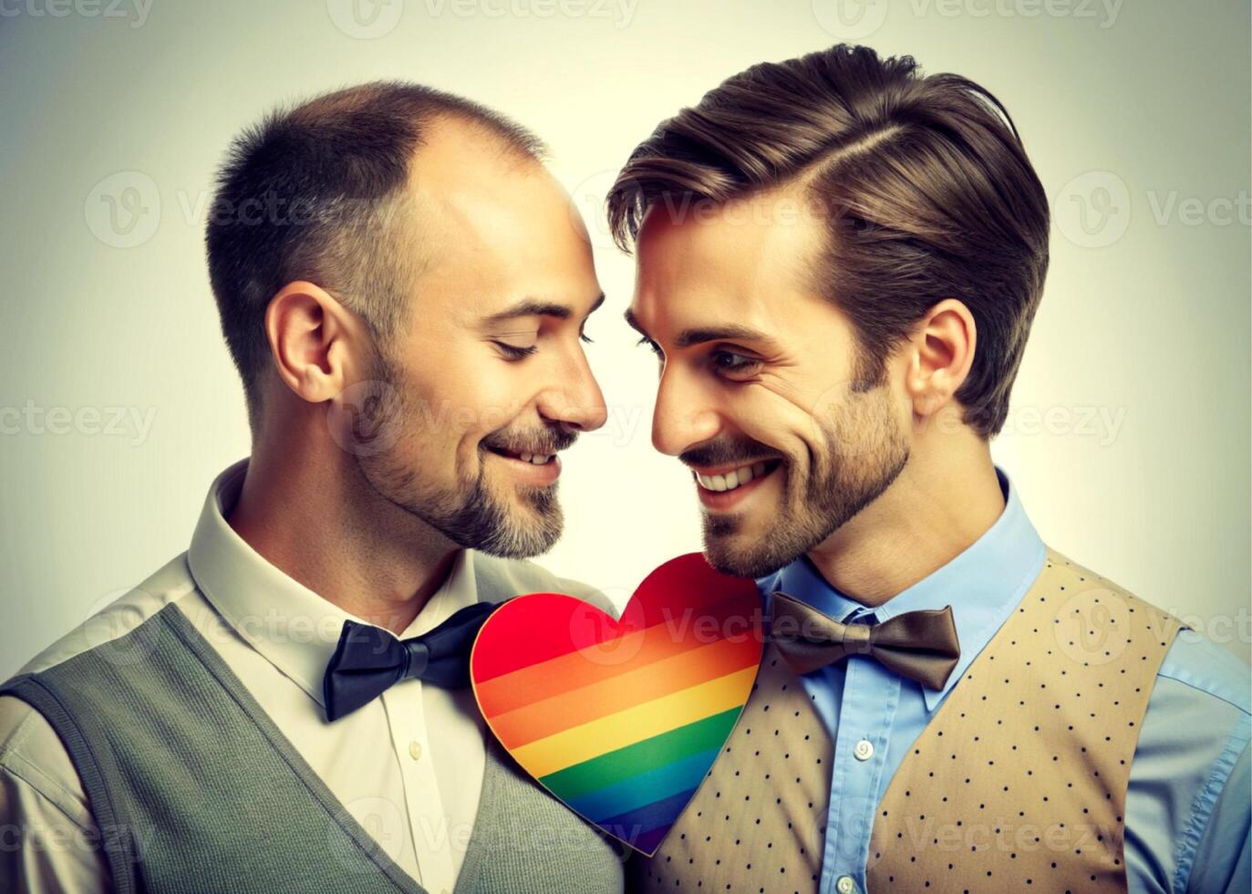AI generated happy gay couple love Rainbow love photo