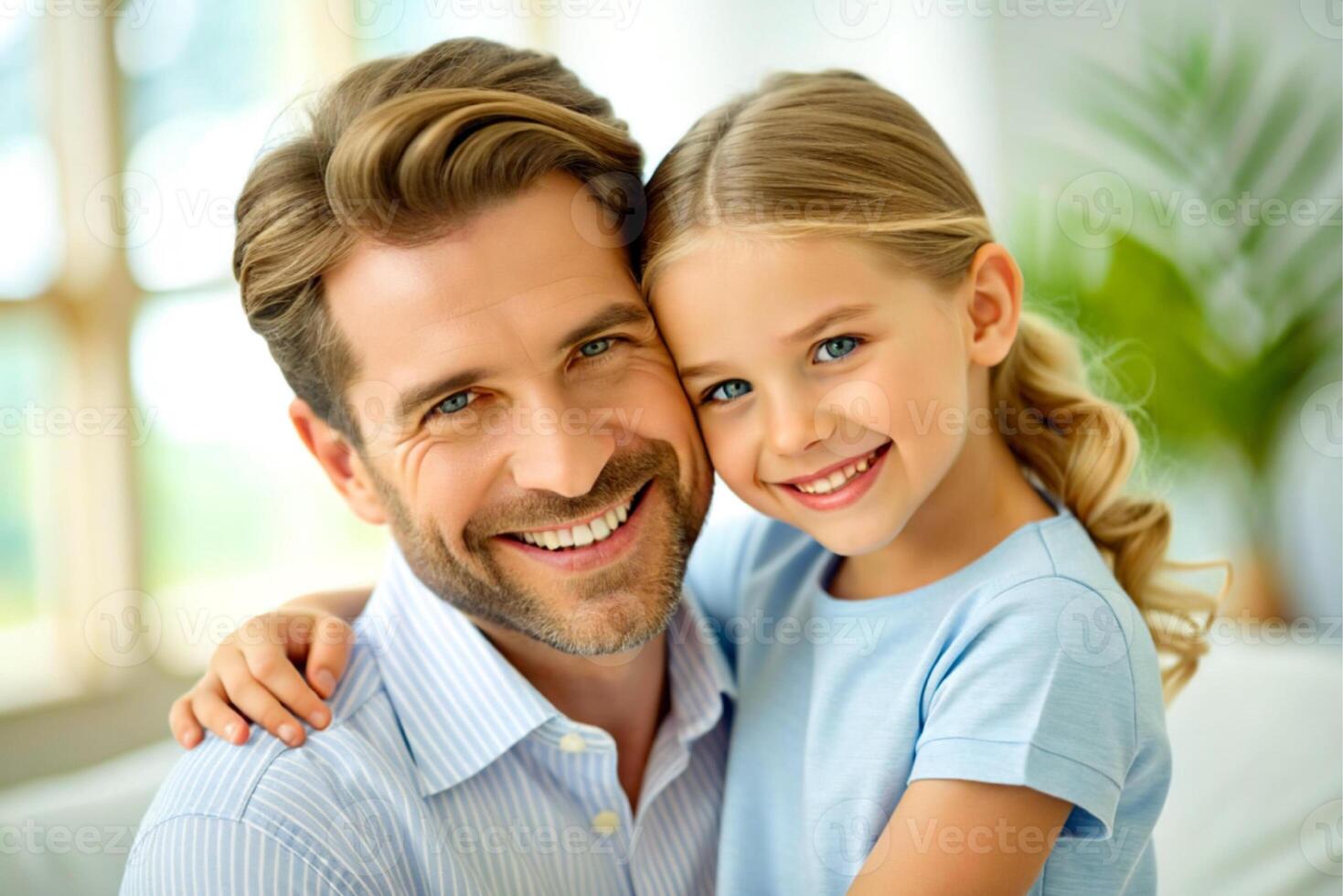 AI generated I love you, dad young man at home with his little cute girl photo