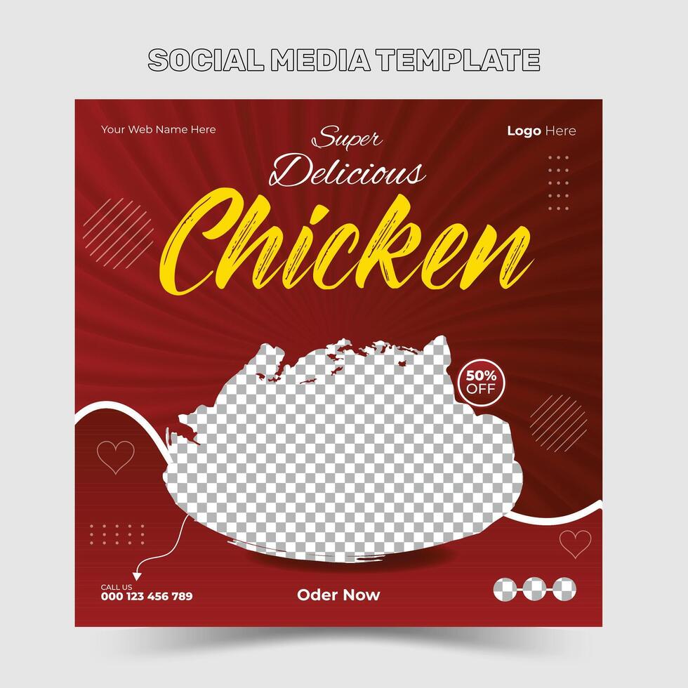 Special chicken fried social media post design vector template, Suitable for social media post restaurant