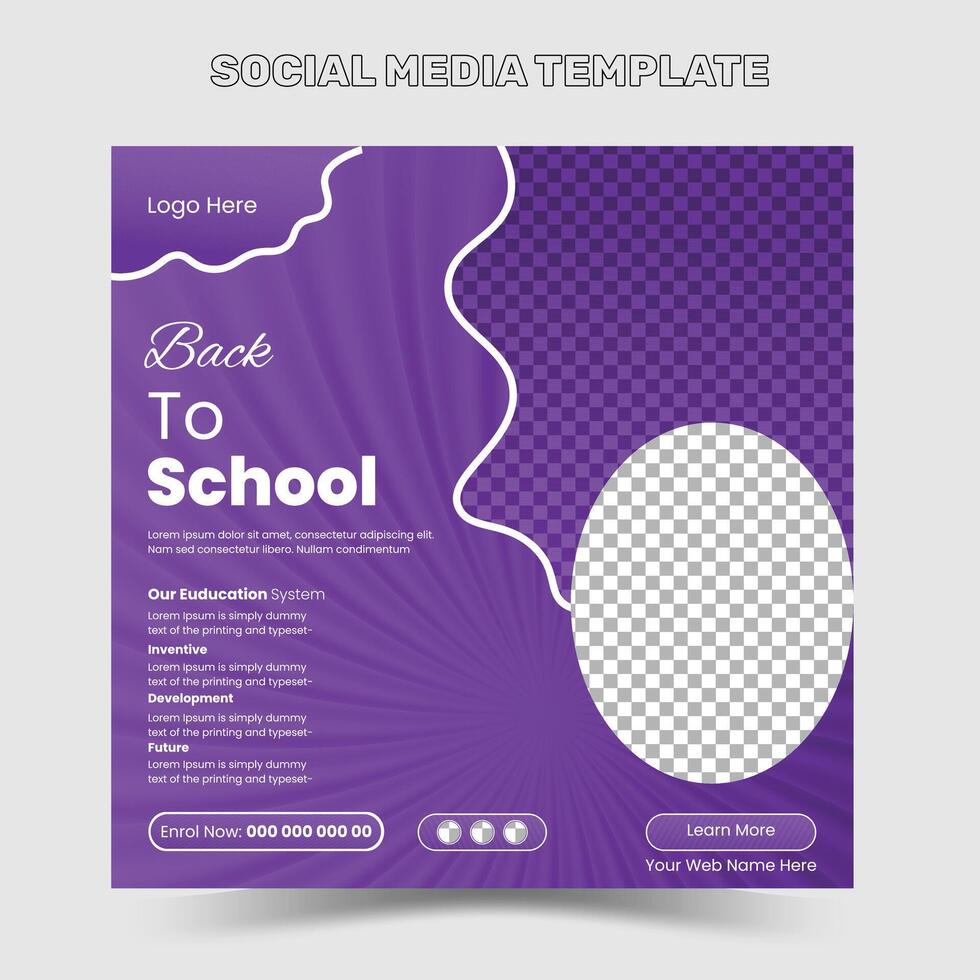 Education Back to school admission promotion template design, School admission social media post banner design squares background. vector