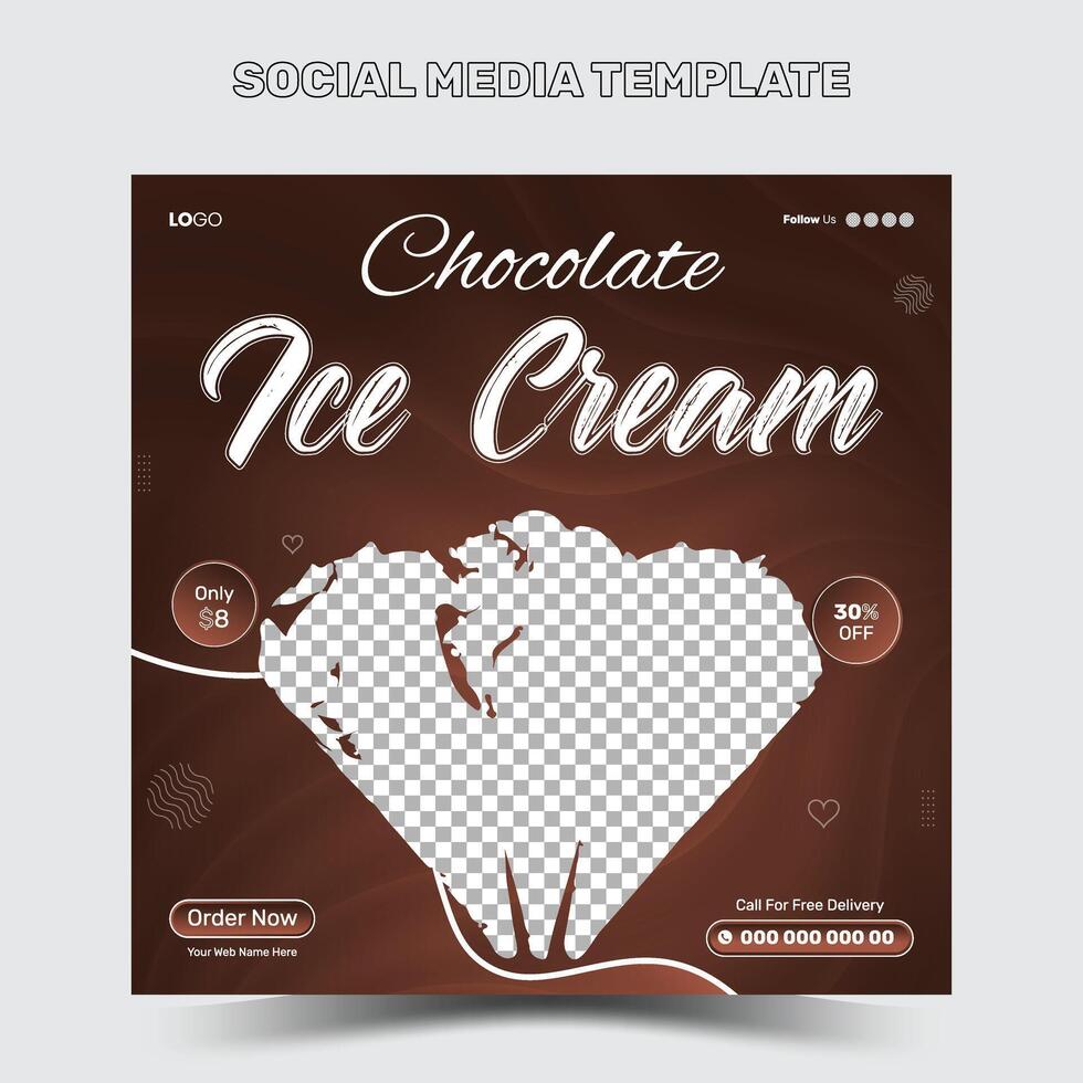 Special Delicious ice cream social media banner post and Special chocolate ice cream template design vector