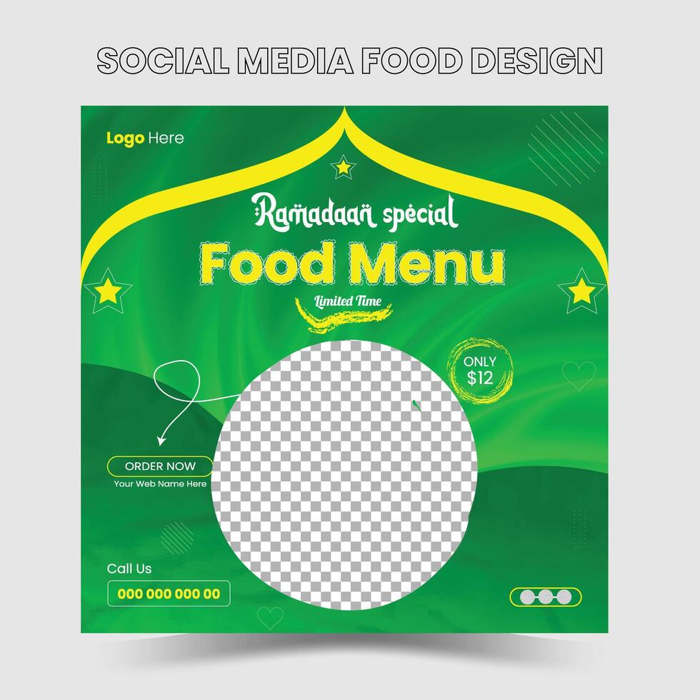 especial Ramadán kareem iftar fecha otoño social medios de comunicación cubrir diseño, delicioso Ramadán comida menú enviar plantilla, descuento oferta, restaurante web bandera, vector