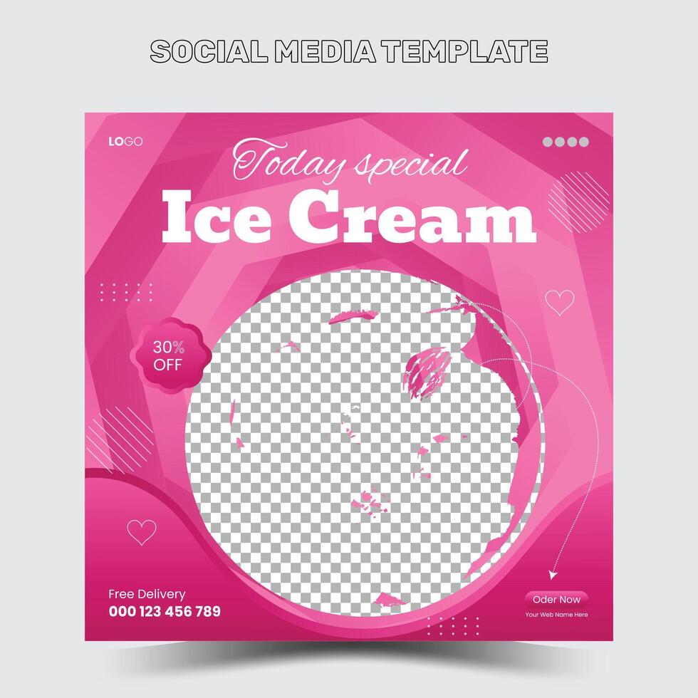 Special Delicious ice cream social media banner post and Special chocolate ice cream template design. vector