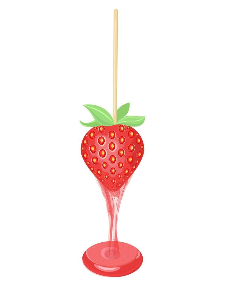 Vector berry illustration. Strawberry juice  from strawberry fruit on white background.