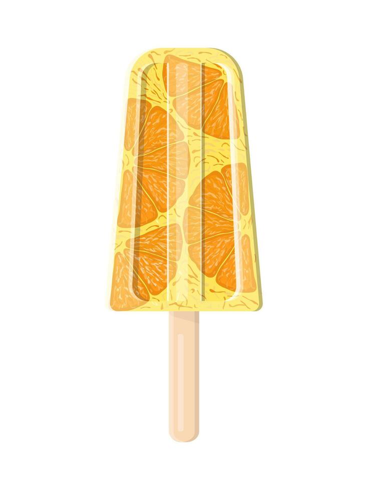 Orange fruit popsicle isolated on white background. Hand drawn vector illustration.