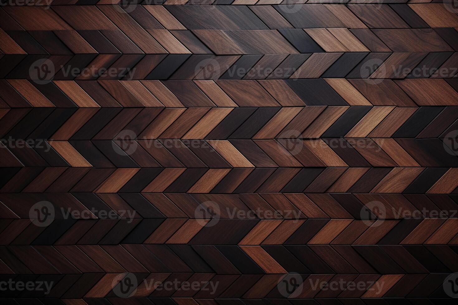 AI generated classic dark wooden herringbone parquet texture background floor surface photo