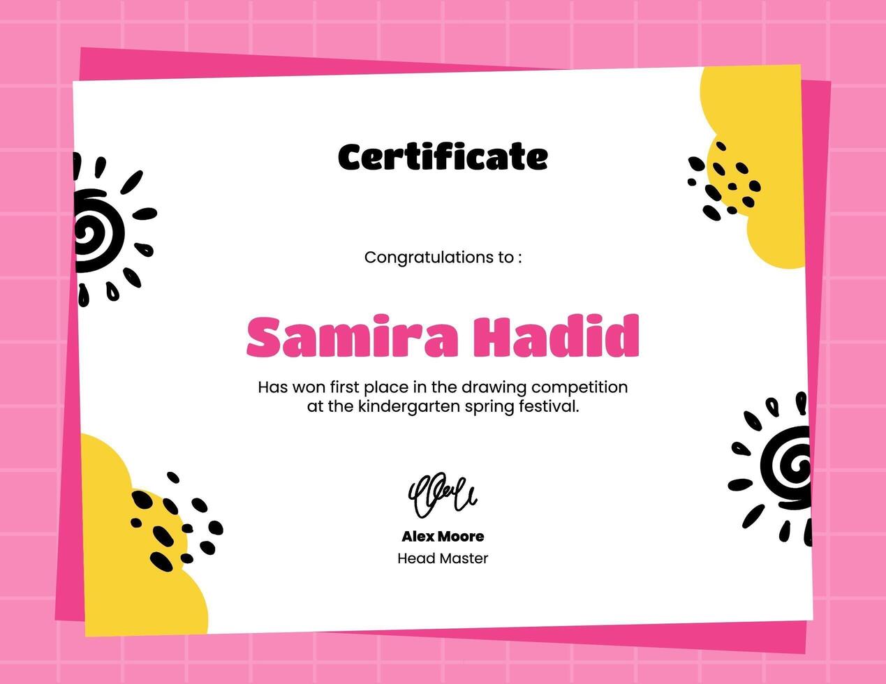 pink yellow playfull certificate template