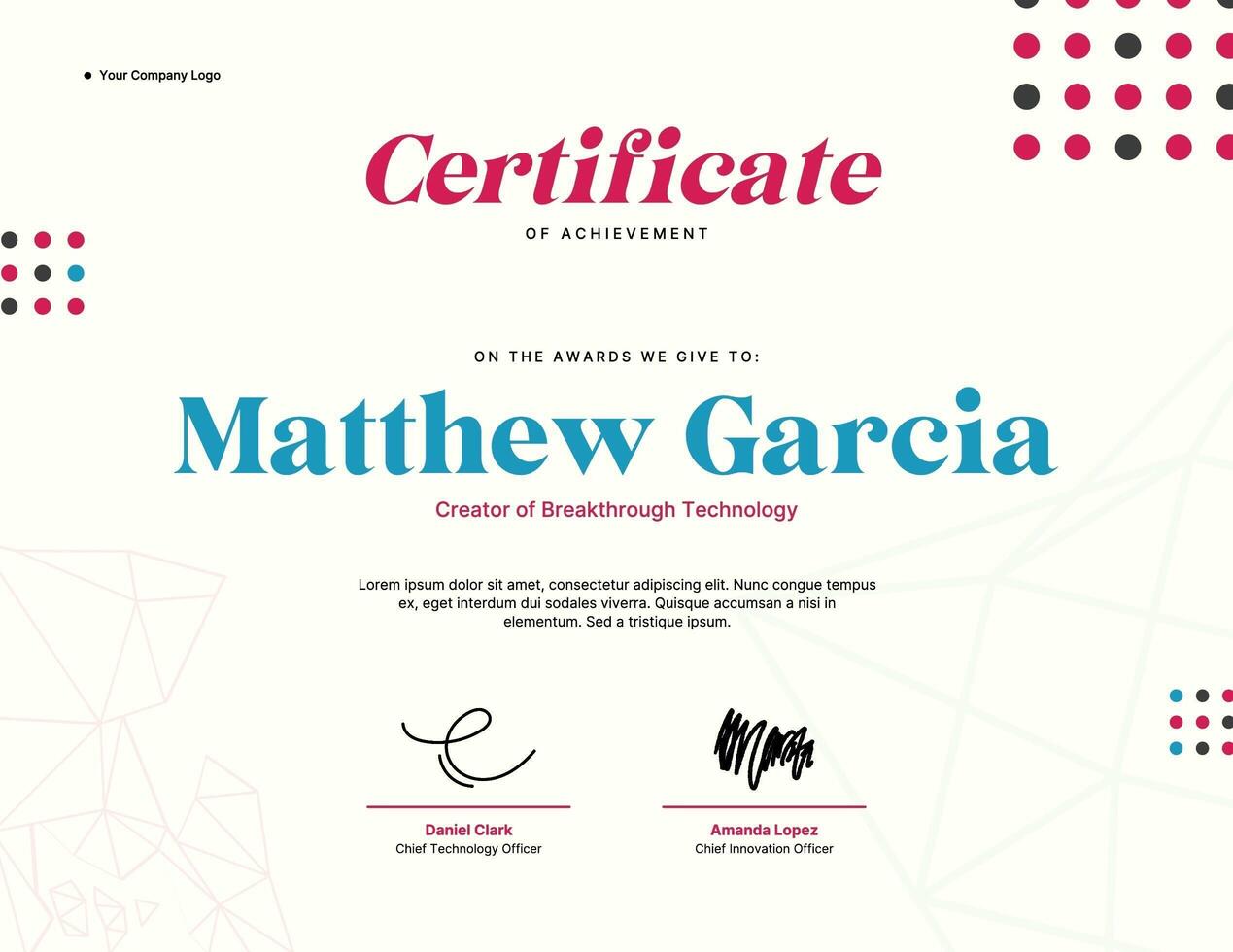 Business Technology Certificate template