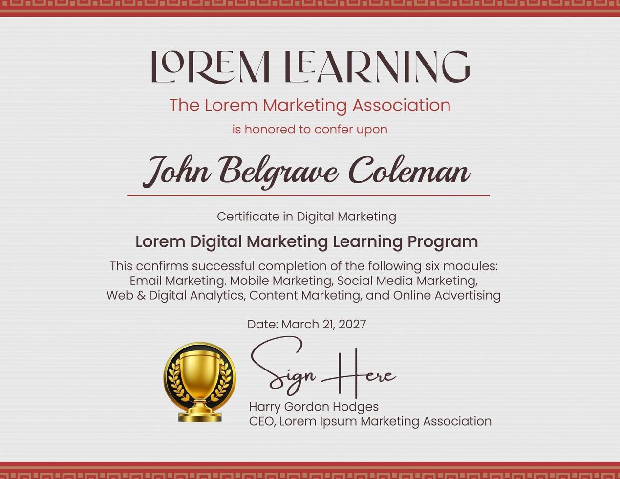Business Marketing Certificate 39898453 Template Business Marketing Certificate 39898453 Template