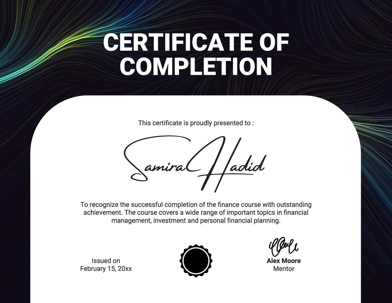 Black modern futuristic Finance certificate template