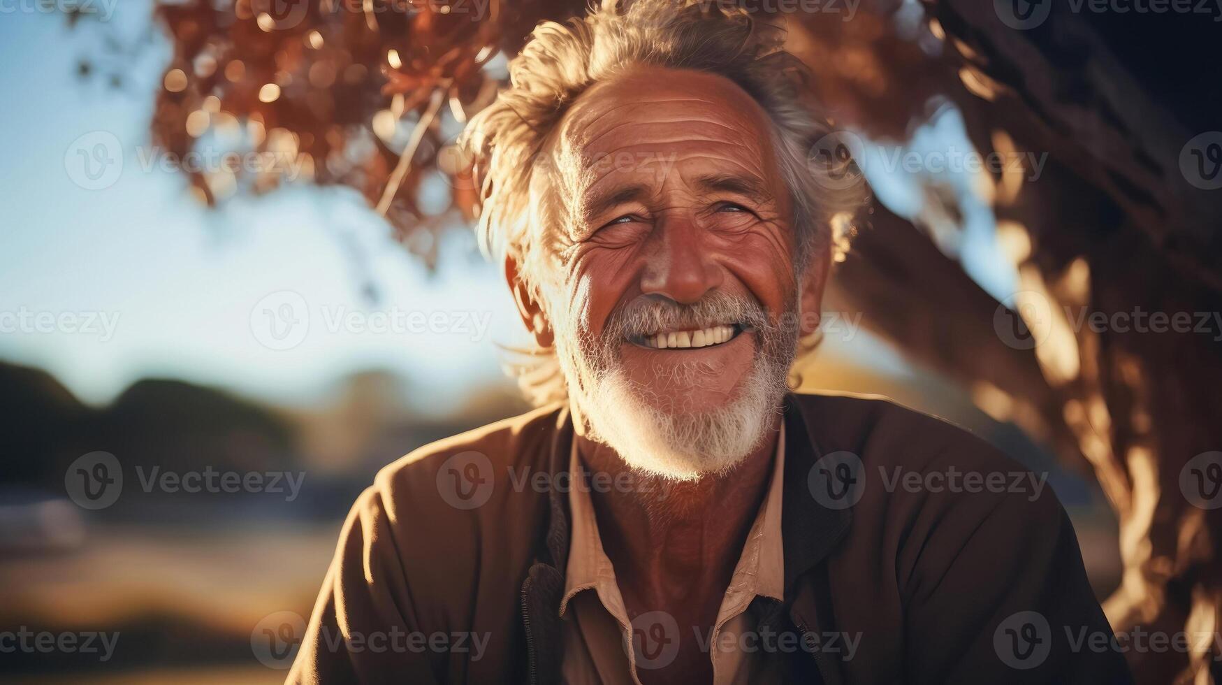 AI generated Active Aging - Joyful Senior with Sparkling Eyes in Natural Setting photo