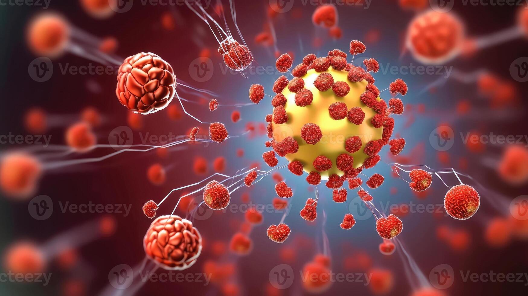 AI generated Microscopic View - Close-Up of a Virus Cell in the Body photo