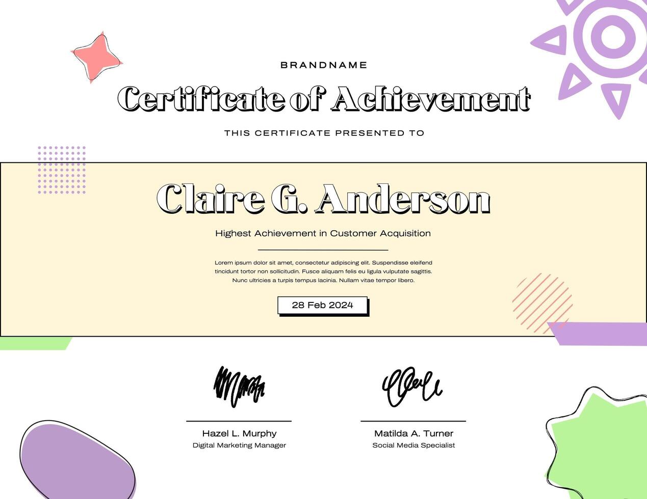 Marketing Creative Certificate template