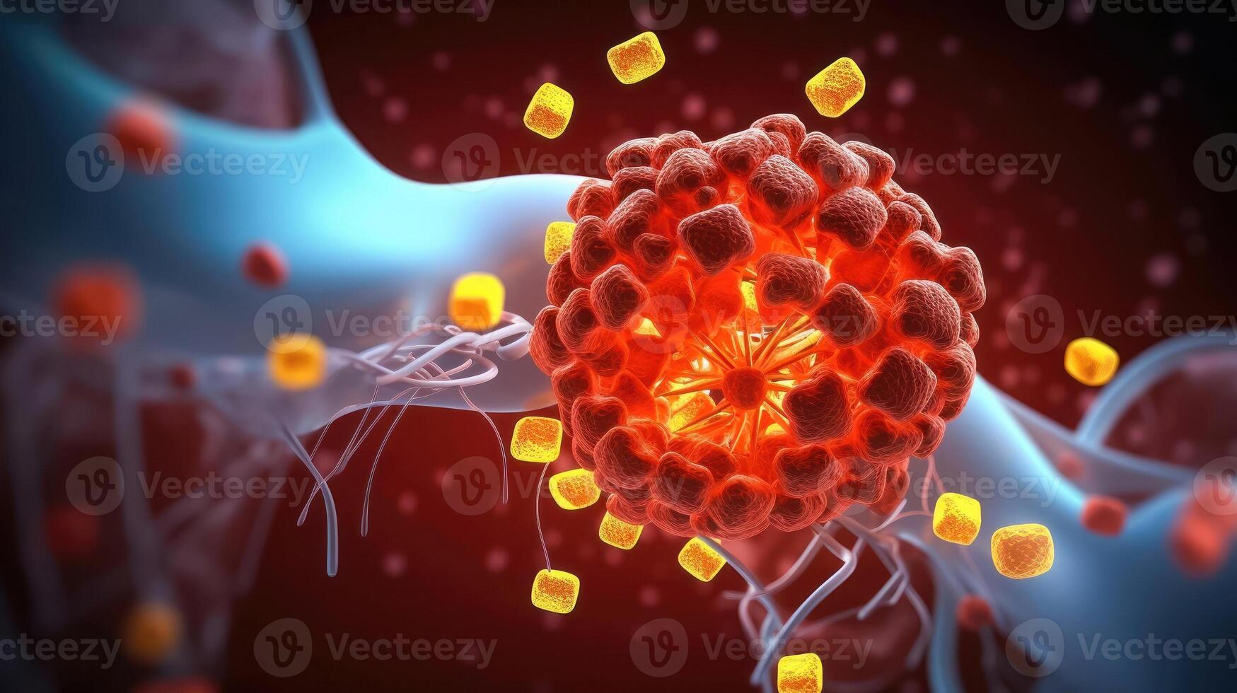 AI generated Understanding Viral Pathology - Close-Up of a Virus Cell photo