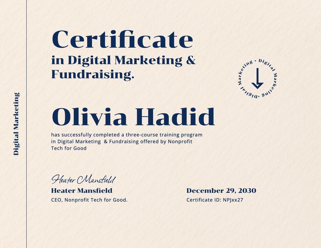 marketing business certificate template