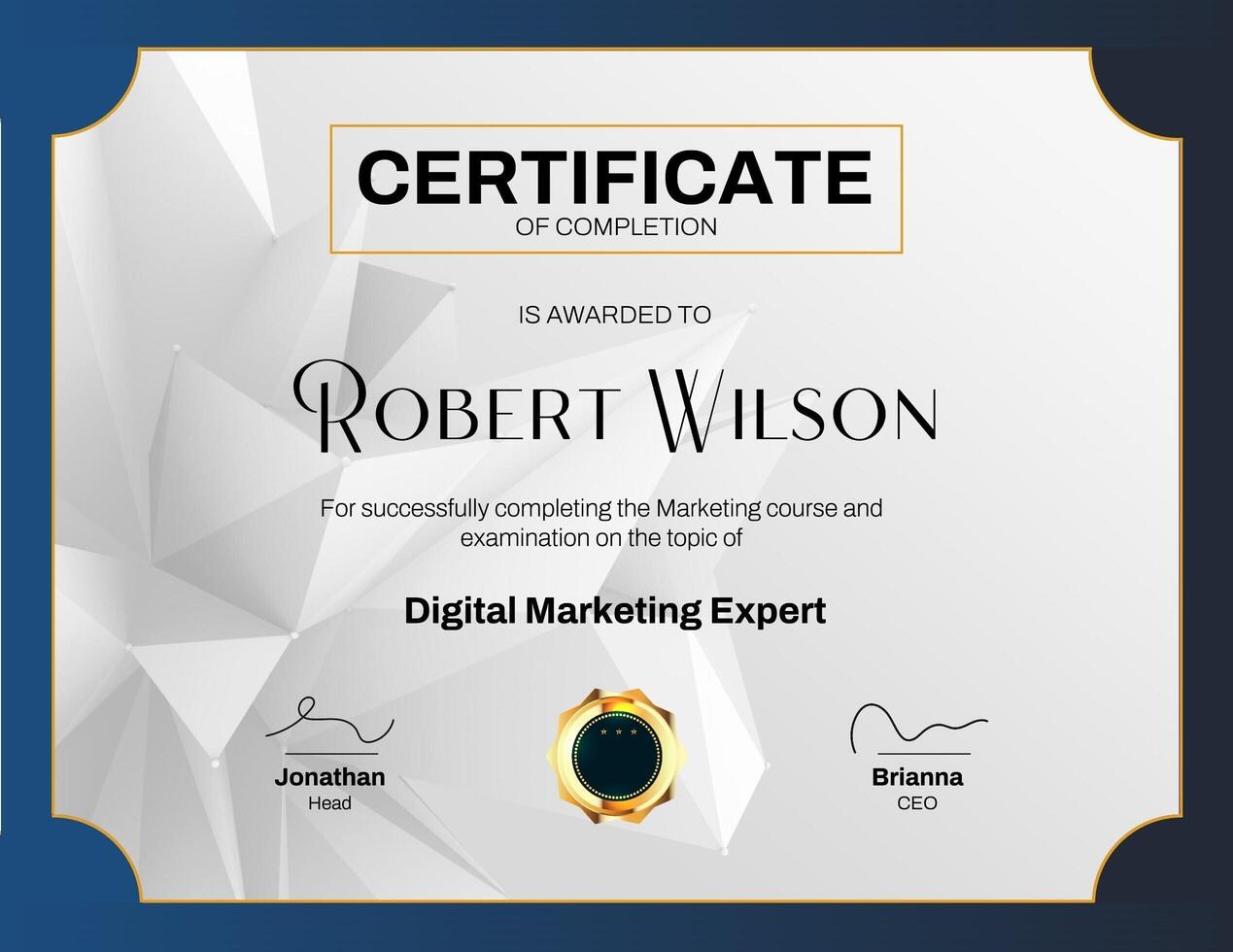 Modern Certificate for Digital Marketing Course template