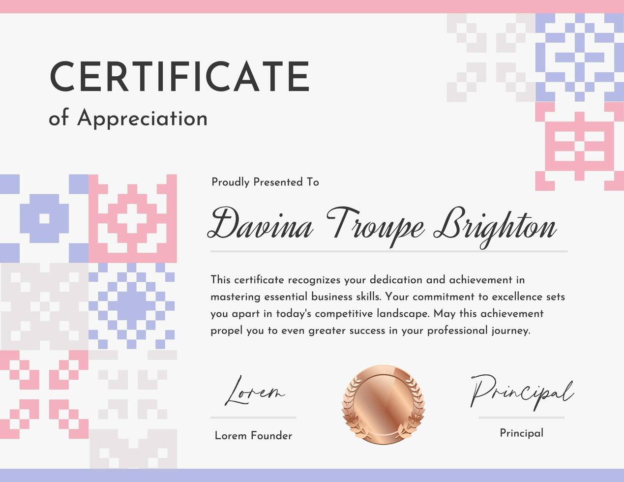 Pink Business Certificate template