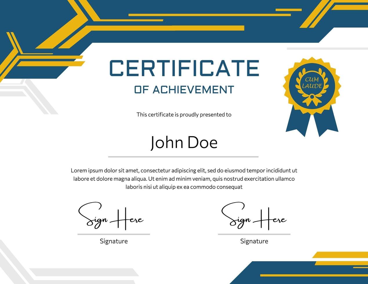 Blue and Gold IT Theme Certificate Design template