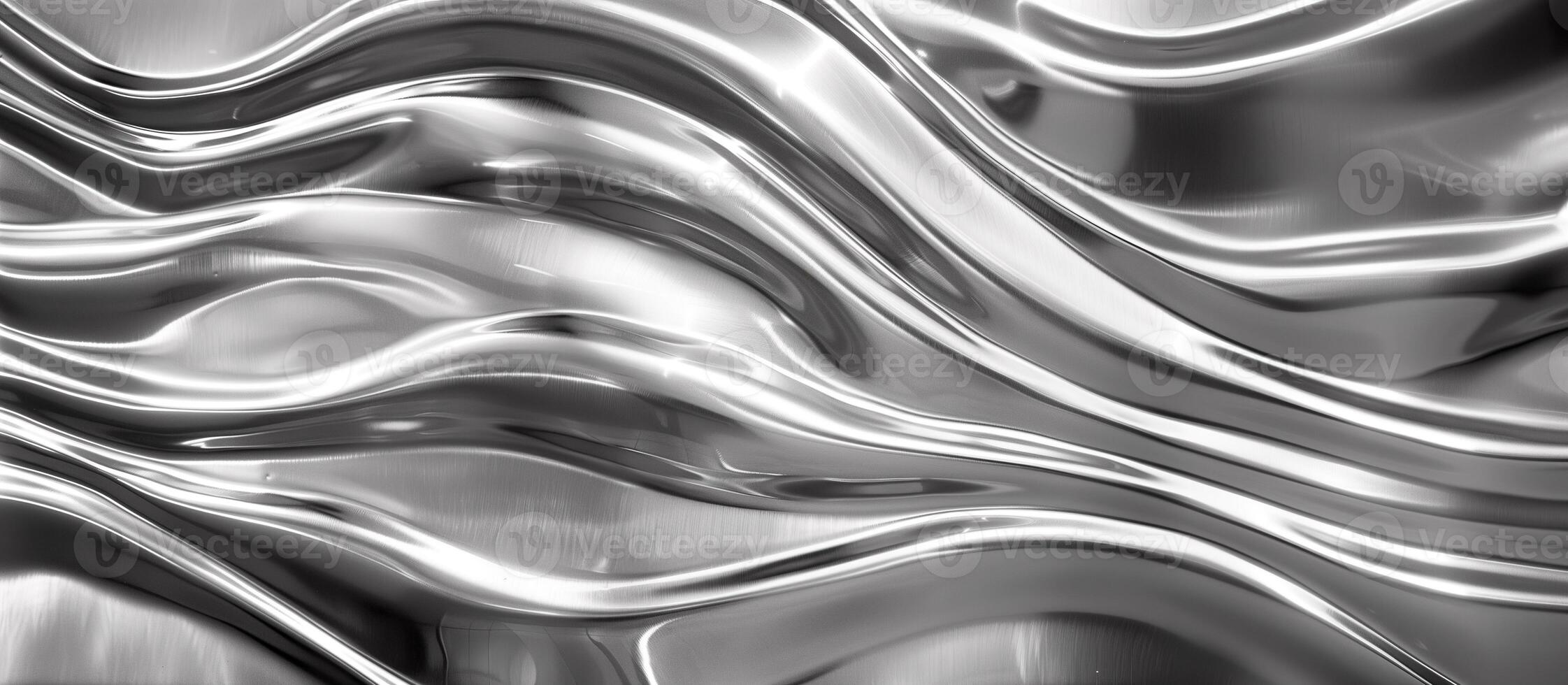 AI generated Swirling metallic textures background of liquid metal. Abstract modern composition. photo