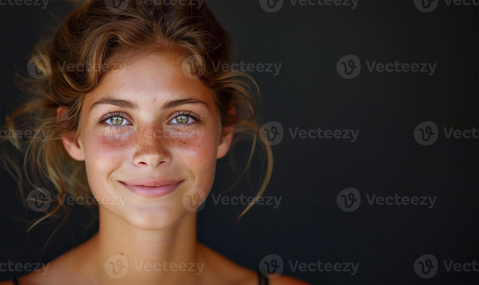 AI generated Untouched Elegance Woman's Soft Smile Unveiled photo