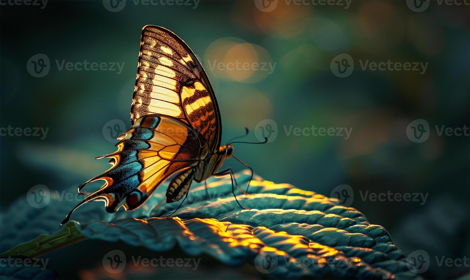 AI generated Winged Whisper Butterfly Solitude on Leaf photo