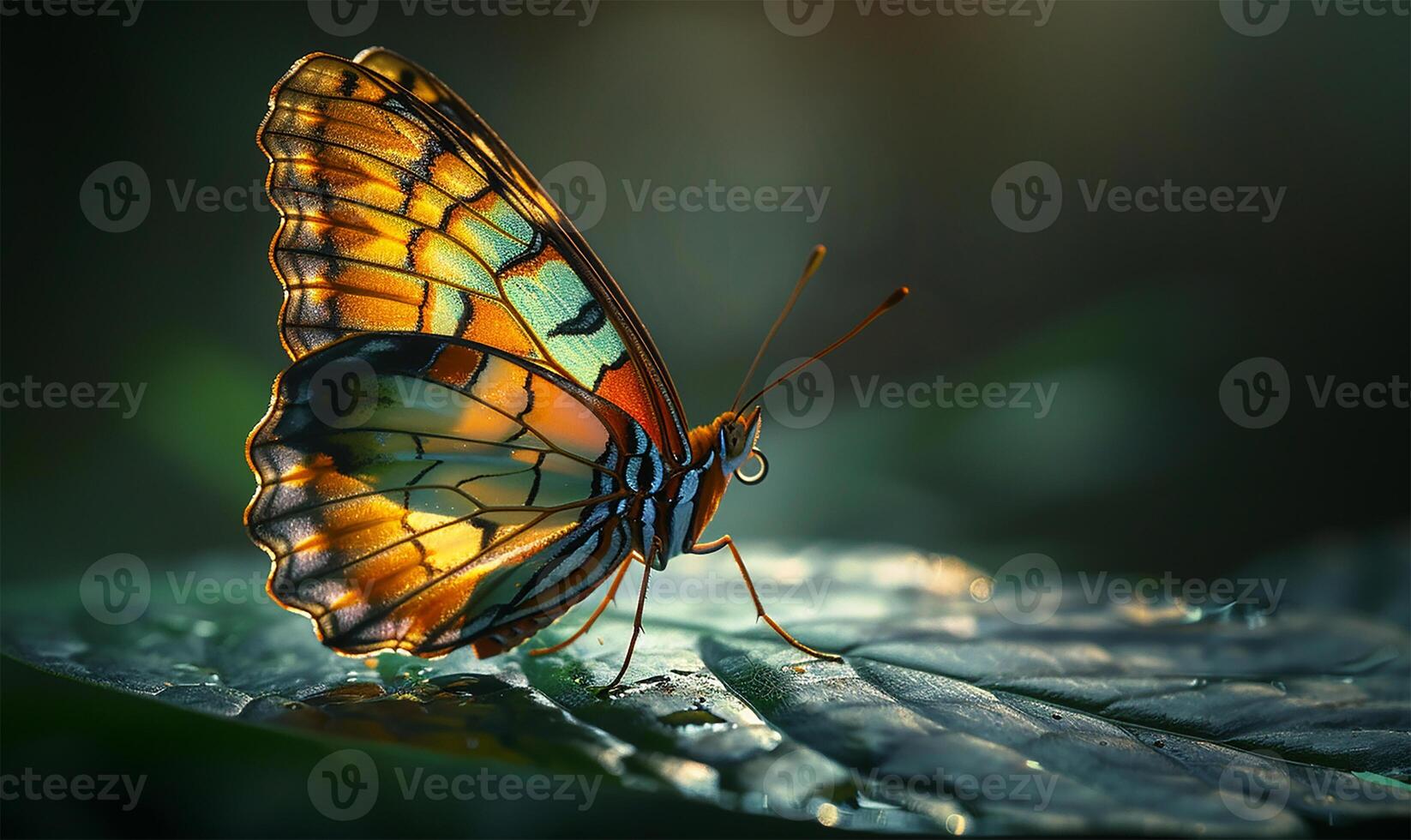 AI generated Winged Whisper Butterfly Solitude on Leaf photo