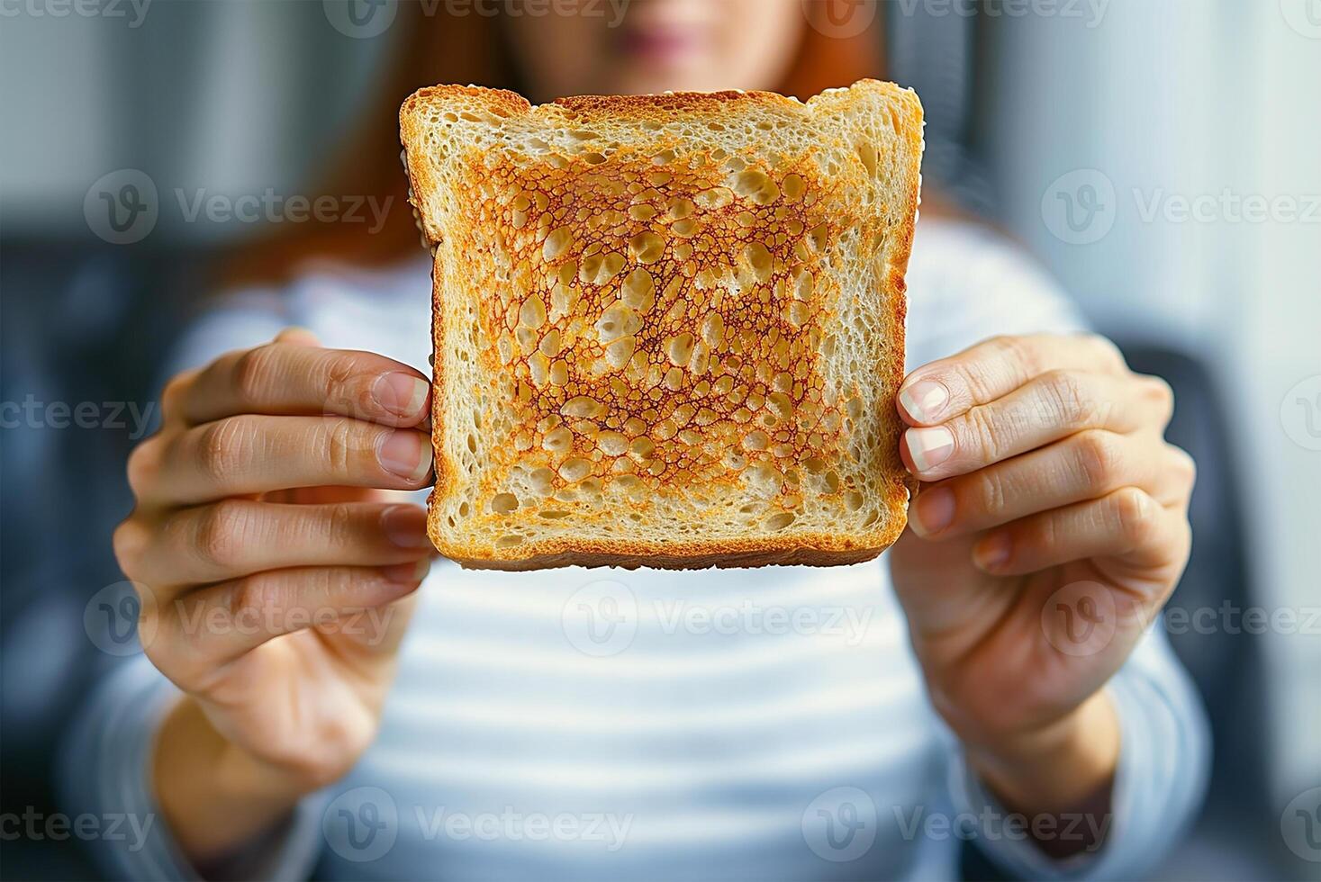 AI generated Woman declines gluten-free toast photo