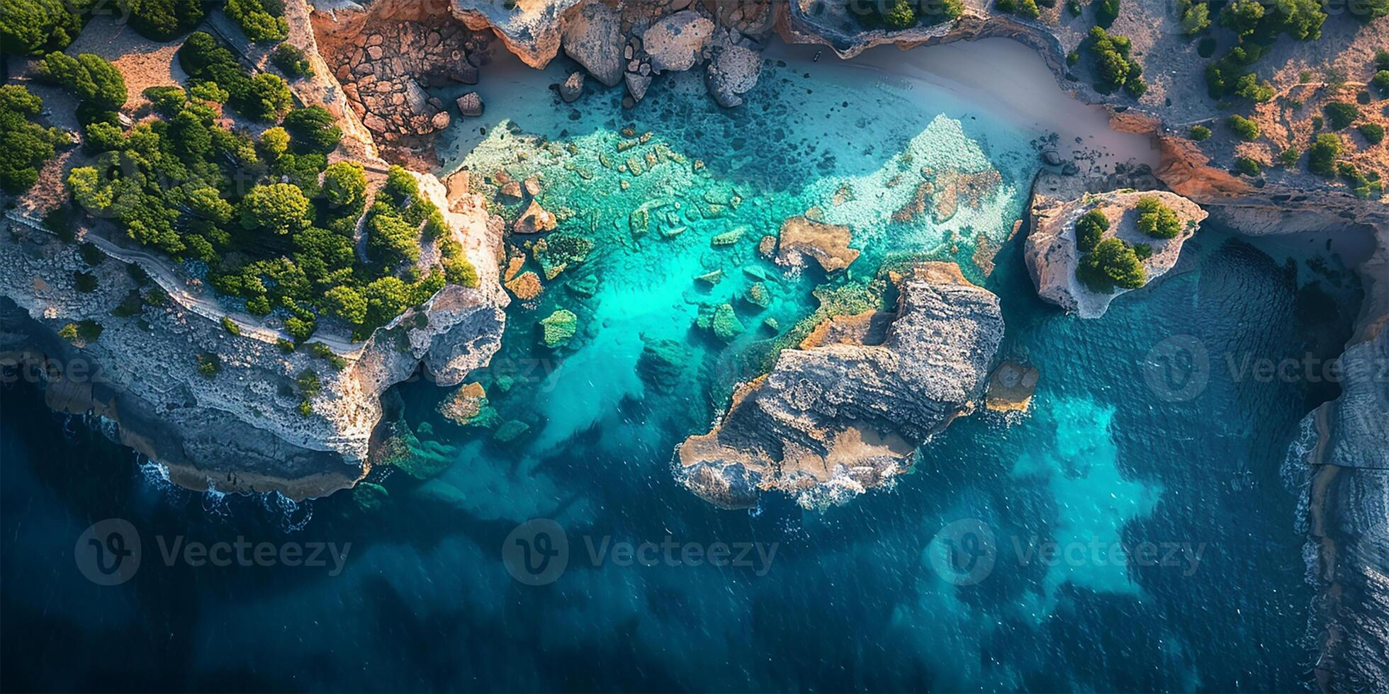 AI generated Aerial Majesty Ocean Cliffs from Above photo