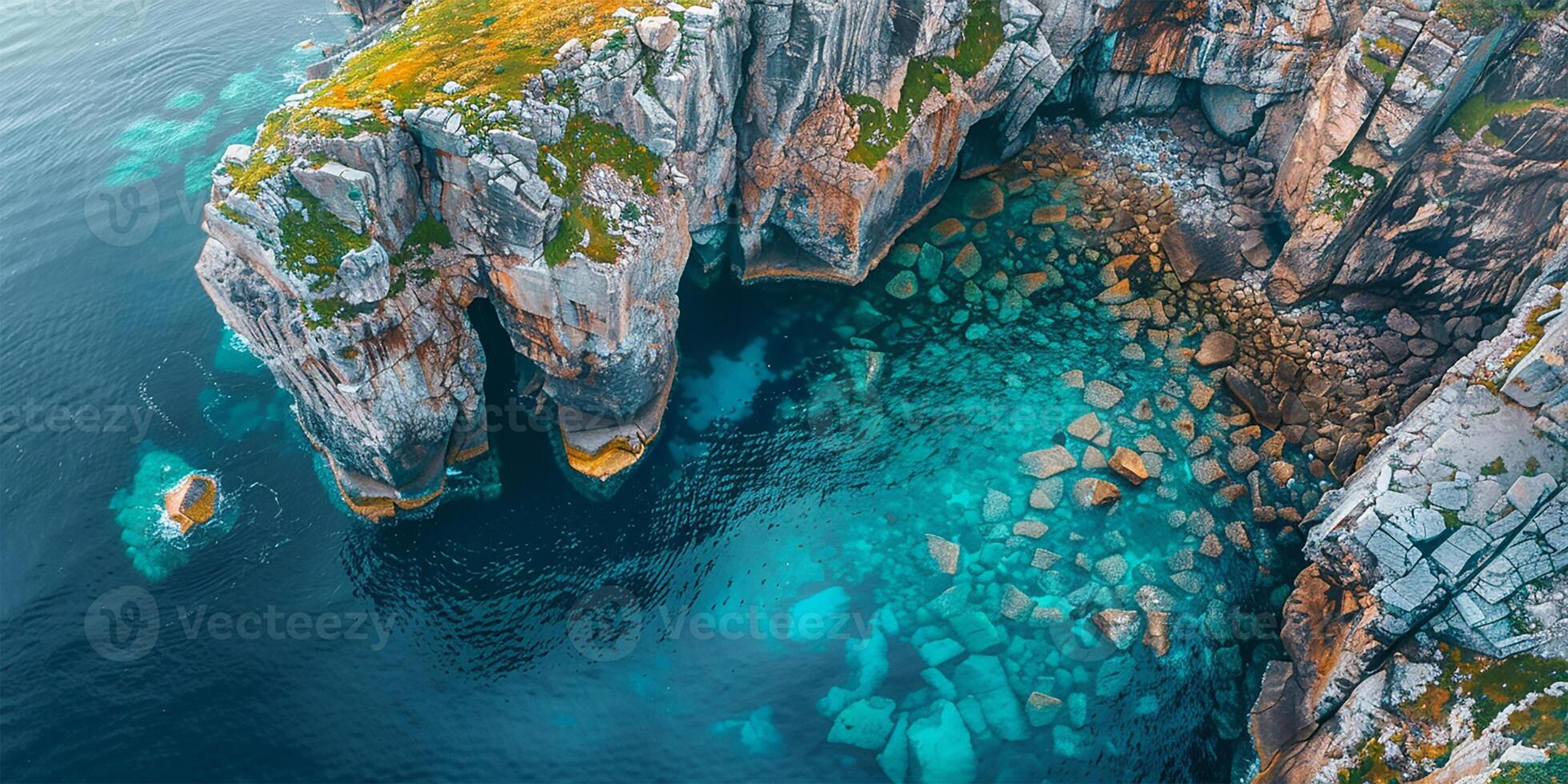 AI generated Aerial Majesty Ocean Cliffs from Above photo