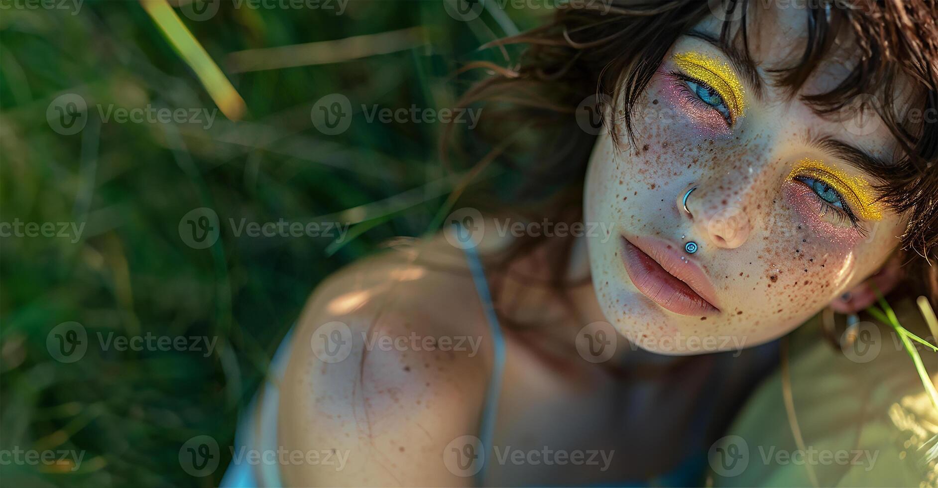 AI generated Freckled Fascination Colorful Shadows and Piercing Shine photo