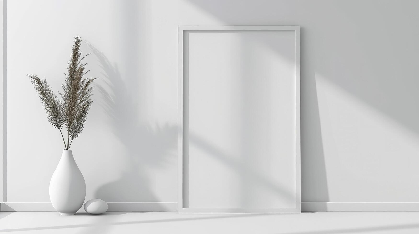 AI generated white frame and vase in the room photo